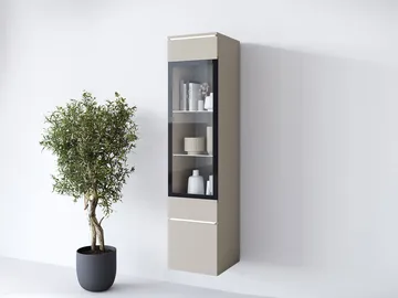 vitrineskap Høyskap vitrineskap VERA TYP 002 + LED beige - Oppbevaring - Skap - Vitrineskap