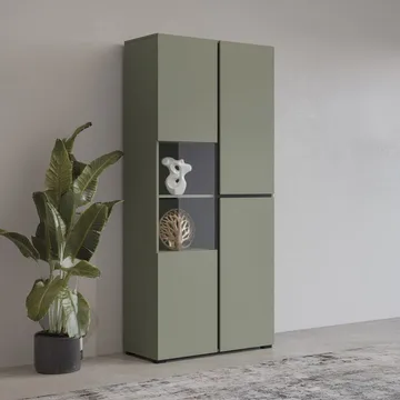 Vitrineskap Kors 3 dører - Grønn - Svart - Oppbevaring - Skap - Vitrineskap