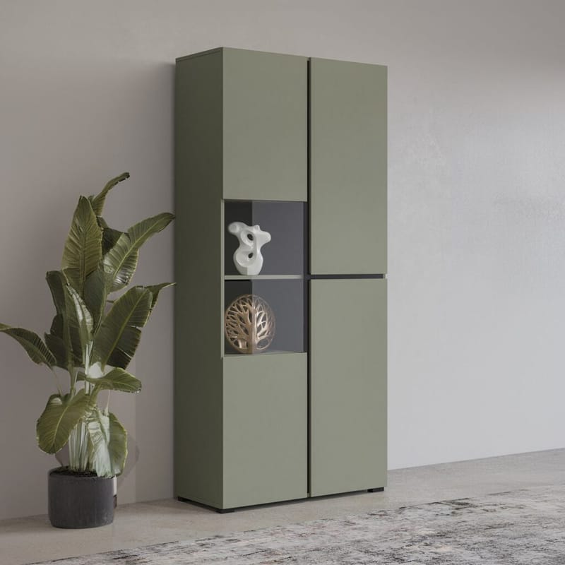 Vitrineskap Kors 3 dører - Grønn - Svart - Oppbevaring - Skap - Vitrineskap