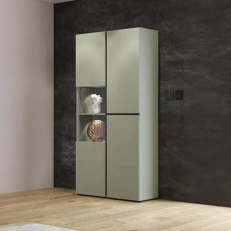 Vitrineskap Kors 3 dører - Grønn - Svart - Oppbevaring - Skap - Vitrineskap