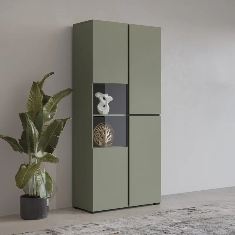 Vitrineskap Kors 3 dører - Grønn - Svart - Oppbevaring - Skap - Vitrineskap