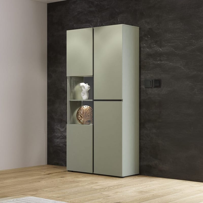 Vitrineskap Kors 3 dører - Grønn - Svart - Oppbevaring - Skap - Vitrineskap