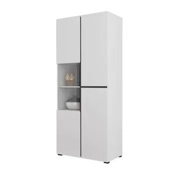 Vitrineskap Kors 3 dører - Hvit - Svart - Oppbevaring - Skap - Vitrineskap