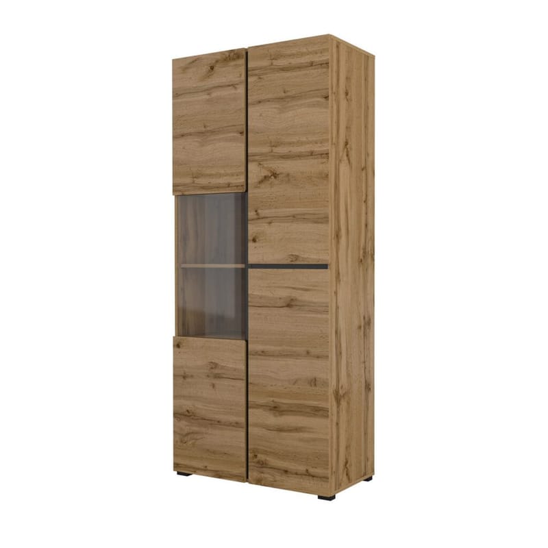 Vitrineskap Kors 3 dører, Wotan eik - Svart