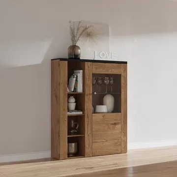 Vitrineskap Larona 1 dør - Lefkas eik, 145 cm - Oppbevaring - Skap - Vitrineskap