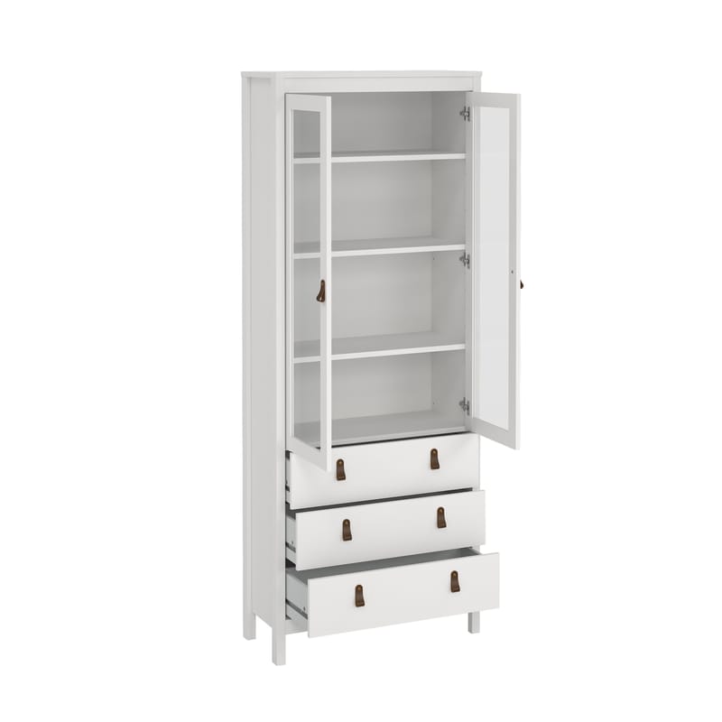Vitrineskap Madrid med 2 glassdører 3 skuffer 78x199 cm - Oppbevaring - Skap - Vitrineskap