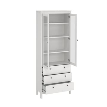 Vitrineskap Madrid med 2 glassdører 3 skuffer 78x199 cm - Oppbevaring - Skap - Vitrineskap