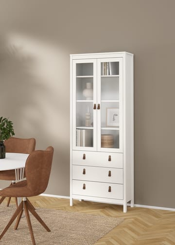 Vitrineskap Madrid med 2 glassdører 3 skuffer 78x199 cm - Oppbevaring - Skap - Vitrineskap