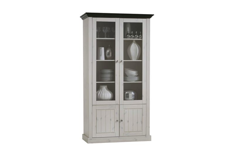 Vitrineskap Saul 104 cm - Whitewash|Kakao - Vitrineskap