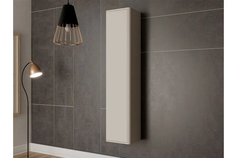 Zalricus Vitrinskåp 36x164 cm - Beige - Oppbevaring - Skap - Vitrineskap