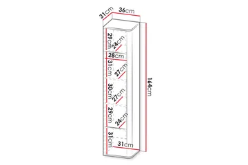Zalricus Vitrinskåp 36x164 cm - Beige - Oppbevaring - Skap - Vitrineskap