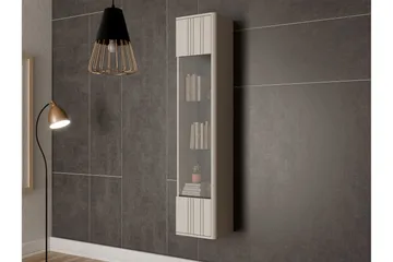 Zalricus Vitrinskåp 36x164 cm - Beige - Oppbevaring - Skap - Vitrineskap