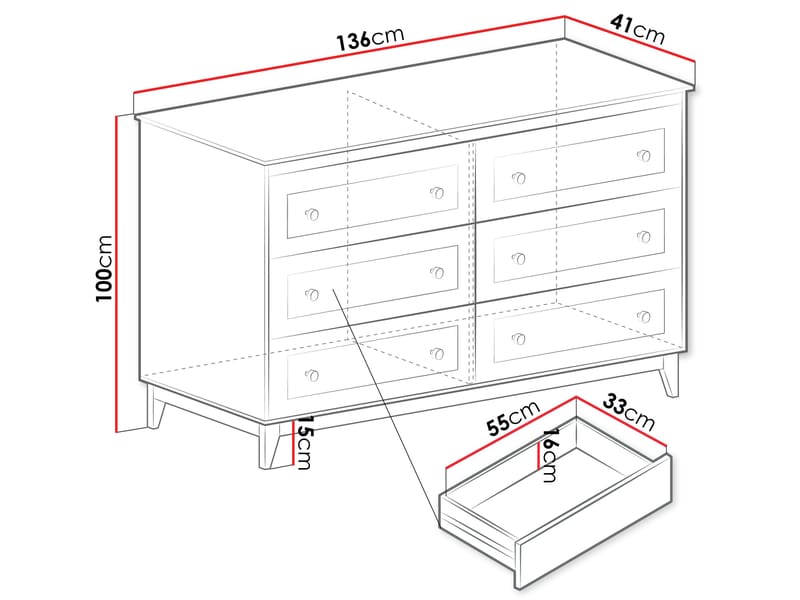 Zeylor Skjenk 136 cm - Oppbevaring - Skap - Oppbevaringsskap