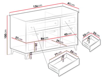 Zeylor Skjenk 136 cm - Oppbevaring - Skap - Oppbevaringsskap