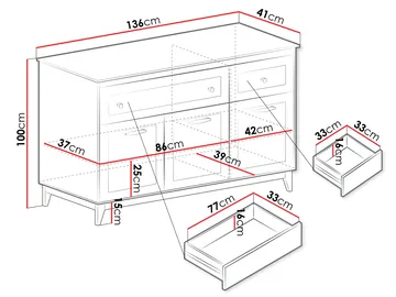 Zeylor Skjenk 136 cm - Oppbevaring - Skap - Oppbevaringsskap