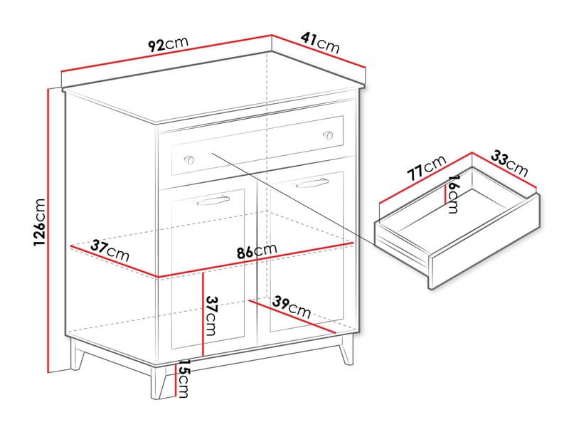 Zeylor Skjenk 92 cm - Oppbevaring - Skap - Oppbevaringsskap