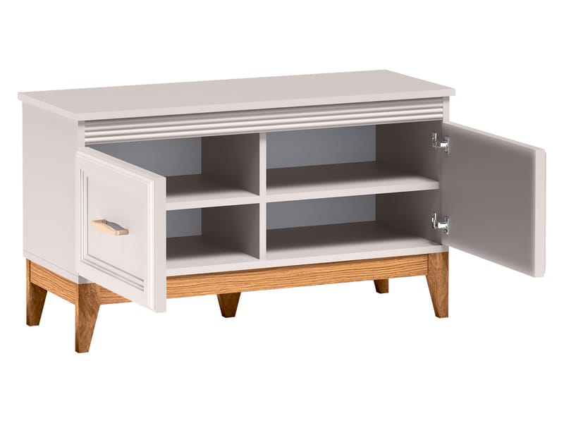 Zeylor Skoskap 92 cm - beige med natureik og gull- og kobberdetaljer - Oppbevaring - Skap - Oppbevaringsskap