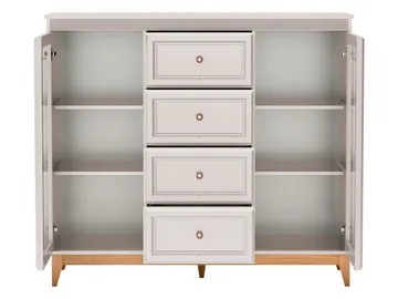 Zeylor Vitrineskap 142 cm i Tre med Oppbevaring og Glassdør - Offwhite - Oppbevaring - Skap - Vitrineskap