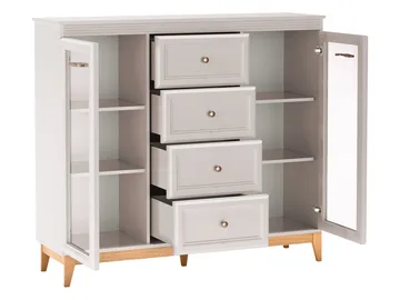 Zeylor Vitrineskap 142 cm i Tre med Oppbevaring og Glassdør - Offwhite - Oppbevaring - Skap - Vitrineskap