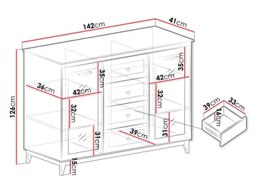 Zeylor Vitrineskap 142 cm med Belysning - Oppbevaring - Skap - Vitrineskap