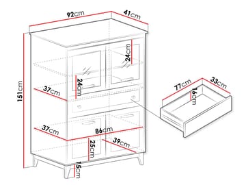 Zeylor Vitrineskap 151 cm - Oppbevaring - Skap - Vitrineskap
