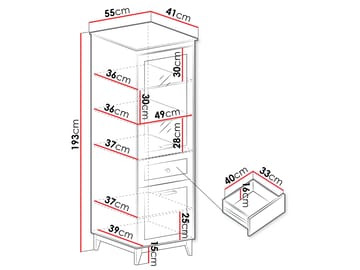 Zeylor Vitrineskap 193 cm - Oppbevaring - Skap - Vitrineskap
