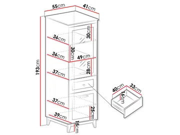 Zeylor Vitrineskap 193 cm - Oppbevaring - Skap - Vitrineskap