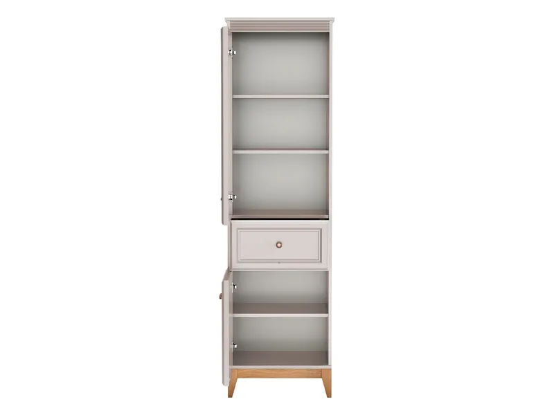Zeylor Vitrineskap 55 cm i Tre og Glass med Oppbevaring - Offwhite - Oppbevaring - Skap - Vitrineskap