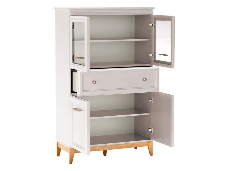 Zeylor Vitrineskap 92 cm i Tre og Glass med Oppbevaring - Offwhite - Oppbevaring - Skap - Vitrineskap