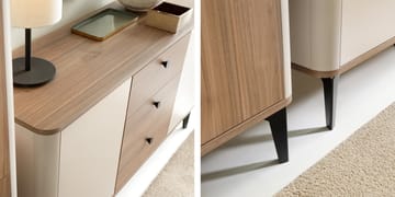 Zeyrin Møbelsett til stue - Skjenk + Vitrineskap - Brun|beige|svart - Oppbevaring - Skap - Vitrineskap
