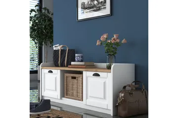 Caraway Skobenk 120x45 cm Hvit/Brun - Hanah Home - Oppbevaring - Skooppbevaring - Skobenk & skohylle med benk