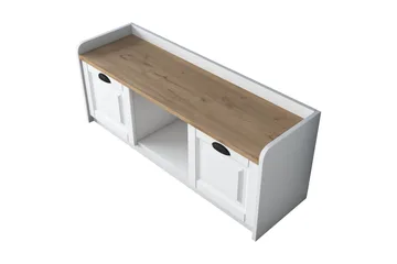 Caraway Skobenk 120x45 cm Hvit/Brun - Hanah Home - Oppbevaring - Skooppbevaring - Skobenk & skohylle med benk