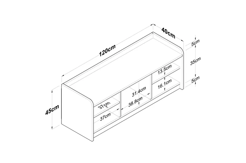 Caraway Skobenk 120x45 cm Hvit/Brun - Hanah Home - Oppbevaring - Skooppbevaring - Skobenk & skohylle med benk