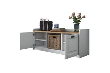 Caraway Skobenk 120x45 cm Hvit/Brun - Hanah Home - Oppbevaring - Skooppbevaring - Skobenk & skohylle med benk