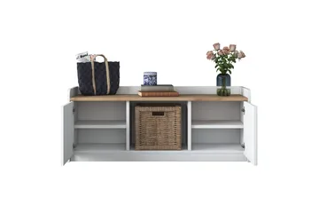 Caraway Skobenk 120x45 cm Hvit/Brun - Hanah Home - Oppbevaring - Skooppbevaring - Skobenk & skohylle med benk