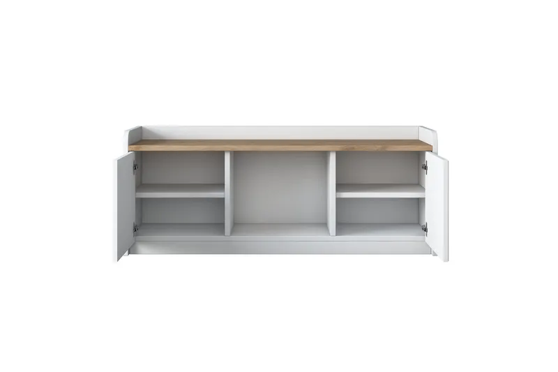 Caraway Skobenk 120x45 cm Hvit/Brun - Hanah Home - Oppbevaring - Skooppbevaring - Skobenk & skohylle med benk