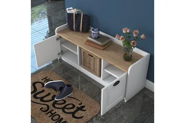 Caraway Skobenk 120x45 cm Hvit/Brun - Hanah Home - Oppbevaring - Skooppbevaring - Skobenk & skohylle med benk