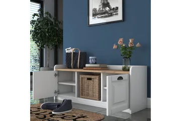 Caraway Skobenk 120x45 cm Hvit/Brun - Hanah Home - Oppbevaring - Skooppbevaring - Skobenk & skohylle med benk