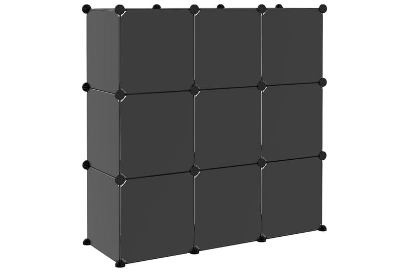 beBasic Oppbevaringshylle med 9 kuber og dører svart PP - Svart - Entreoppbevaring - Skohylle & skostativ