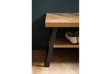 Benke Wohnling Dekor i eikefiskebensmønster med hylle solid metallramme moderne utseende - Oppbevaring - Skooppbevaring - Skobenk & skohylle med benk