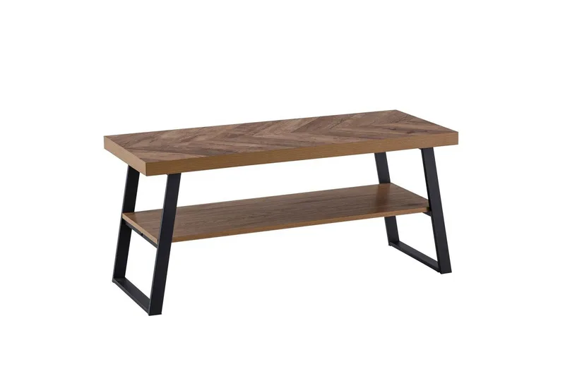 Benke Wohnling Dekor i eikefiskebensmønster med hylle solid metallramme moderne utseende