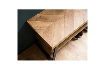 Benke Wohnling Dekor i eikefiskebensmønster med hylle solid metallramme moderne utseende - Oppbevaring - Skooppbevaring - Skobenk & skohylle med benk