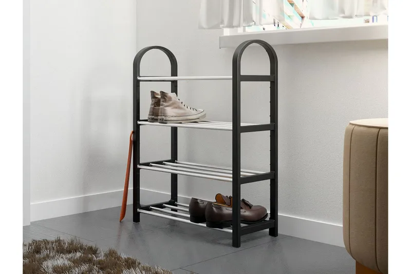 Cencja Skohylle 50x18 cm - Svart / Sølv - Oppbevaring - Skooppbevaring - Skohylle & skostativ