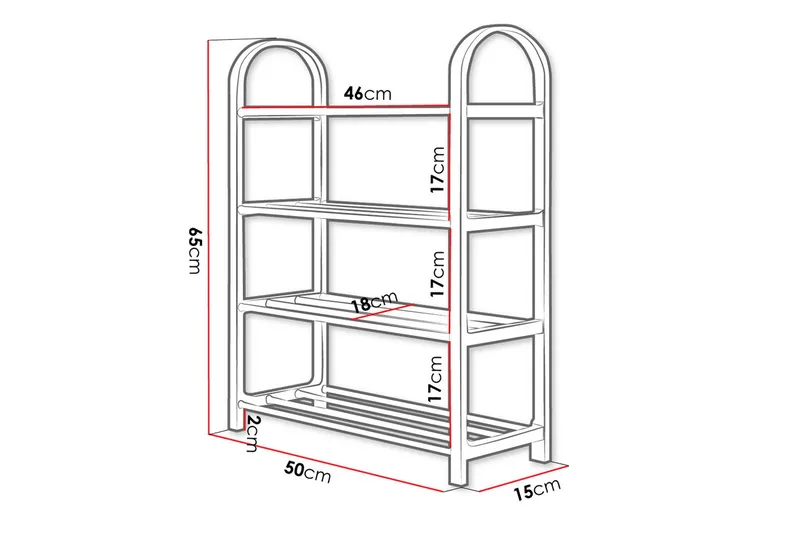 Cencja Skohylle 50x18 cm - Svart / Sølv - Oppbevaring - Skooppbevaring - Skohylle & skostativ
