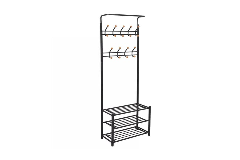 Klesstativ med skohylle 68x32x182,5 cm svart - Svart - Entreoppbevaring - Skohylle & skostativ