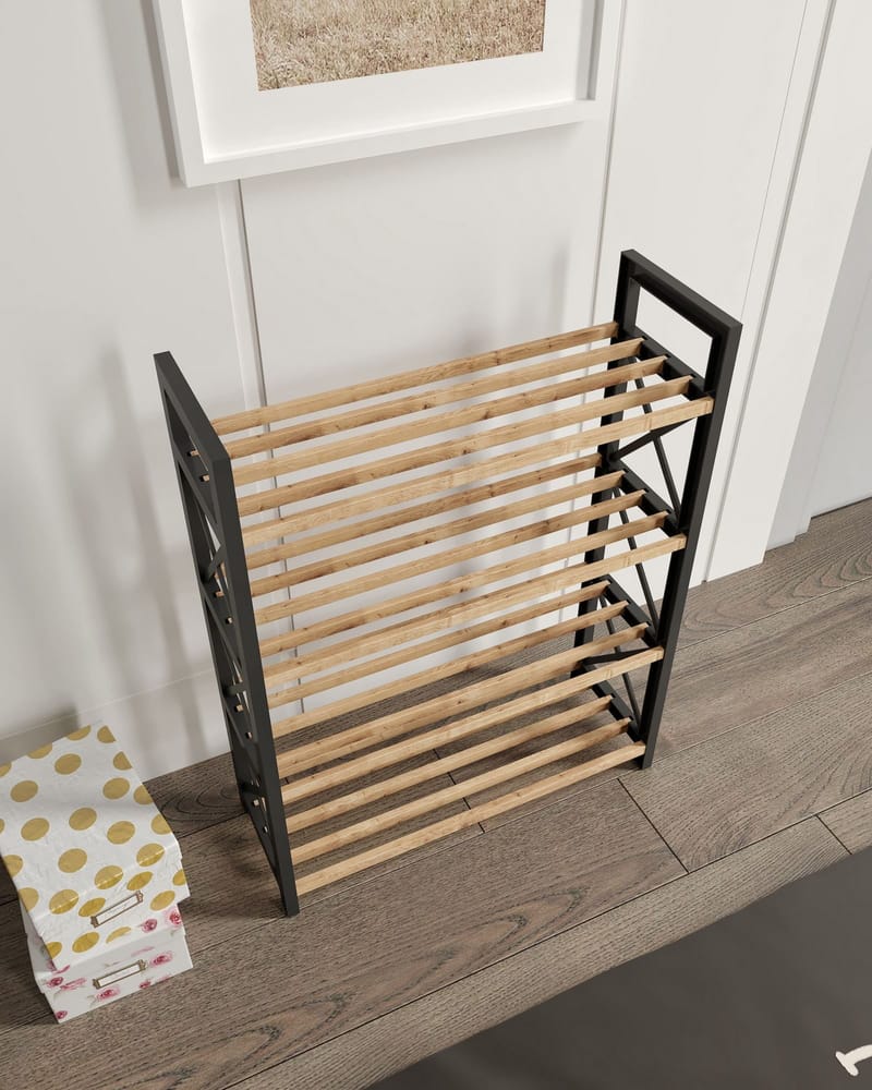 Lekora Multifunksjonshylle 64 cm - Svart - Oppbevaring - Skooppbevaring - Skohylle & skostativ