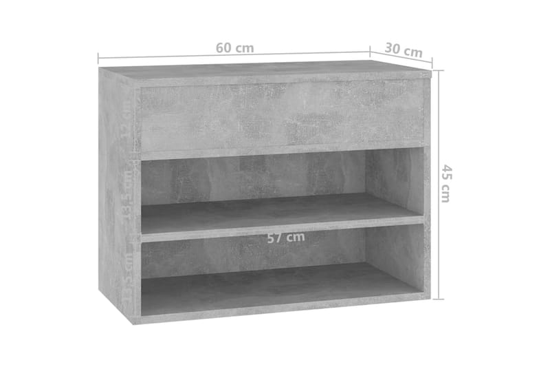 Skobenk betonggrå 60x30x45 cm sponplater - Grå - Entreoppbevaring - Skobenk & skohylle med benk