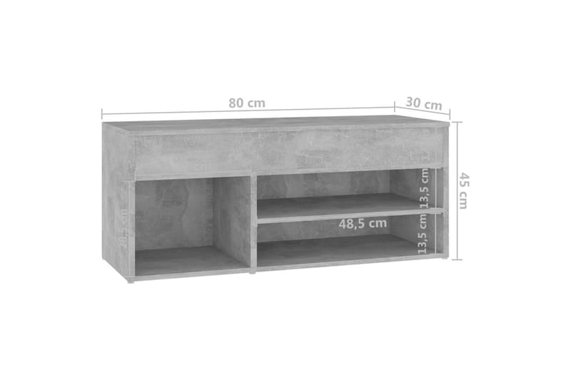 Skobenk betonggrå 80x30x45 cm sponplater - Grå - Entreoppbevaring - Skobenk & skohylle med benk