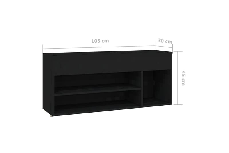 Skobenk svart 105x30x45 cm sponplater - Svart - Entreoppbevaring - Skobenk & skohylle med benk
