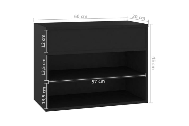 Skobenk svart 60x30x45 cm sponplater - Svart - Skobenk & skohylle med benk - Entreoppbevaring